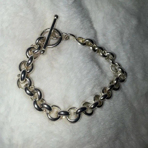 “OTC Signed” 925 Italy Marked Rolo Toggle Bracelet “ - Picture 8 of 17